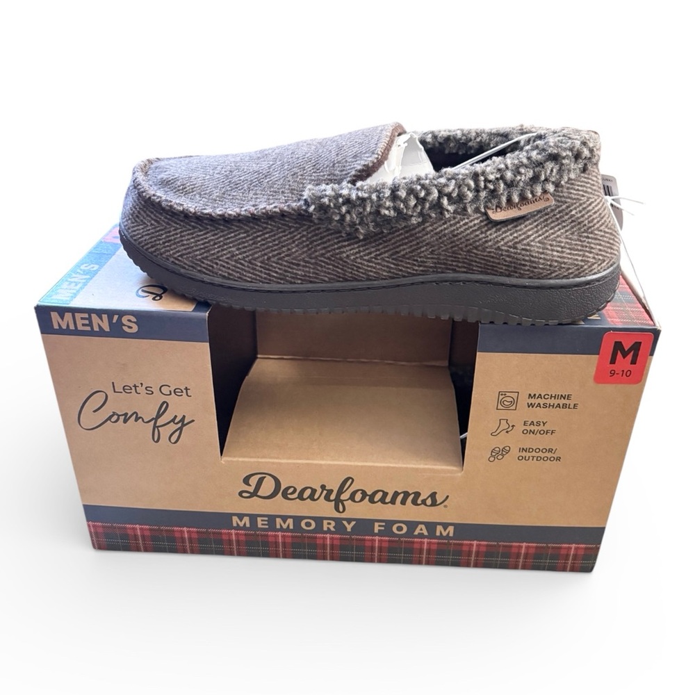 Dearfoams Men's Gray Memory foam Slippers Size M 9-10 NIB